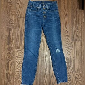 J. Crew Mid Rise Blue Jeans with Distressed Details
